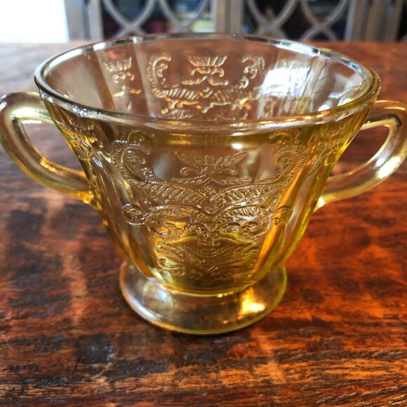 Federal Madrid Yellow Depression Glass Sugar Bowl - Picture 6 of 10